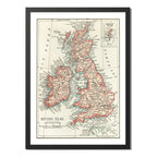 Cuadro Mapas Del Mundo Mapamundi Cartografia Vintage Arte Mapa Histórico Islas Británicas 1900 Con Marco Negro