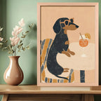 Cuadro Cocina Living Perro Dachshund Salchicha Aperol Oak Marco Marrón Claro