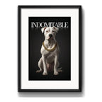 Cuadro Dogo Argentino Mastiff Perro Decoracion Con Paspartú Dogo Argentino Indomitable Indomable Con Marco Negro