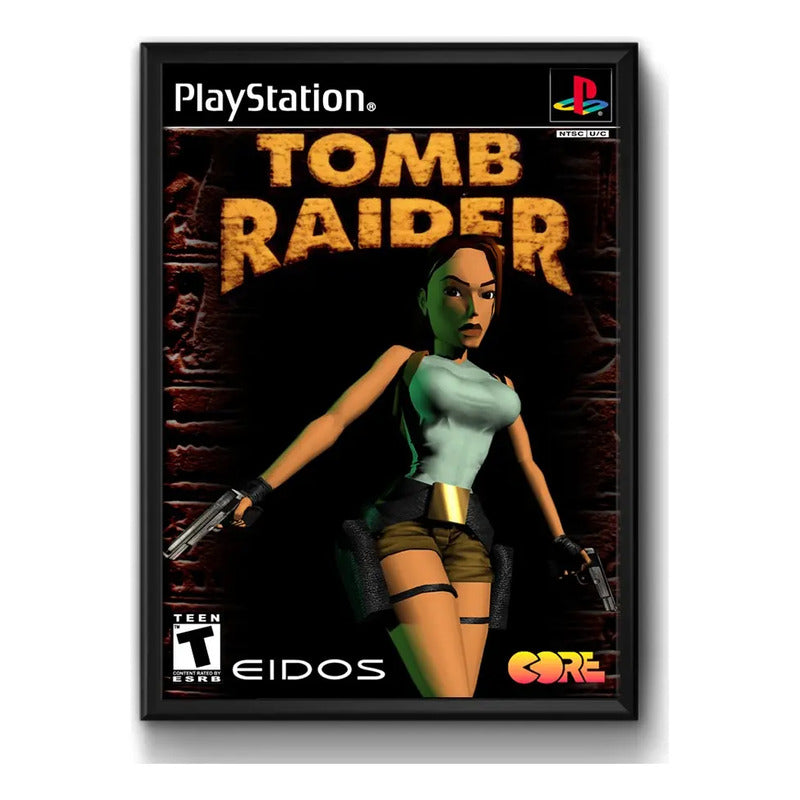 Cuadro Tomb Raider Lara Croft Game Retro Videojuego Ps Gamer Marco Negro