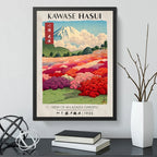 Cuadro Kawase Hasui Arte Japónes Vista De Jardín De Azaleas Marco Negro