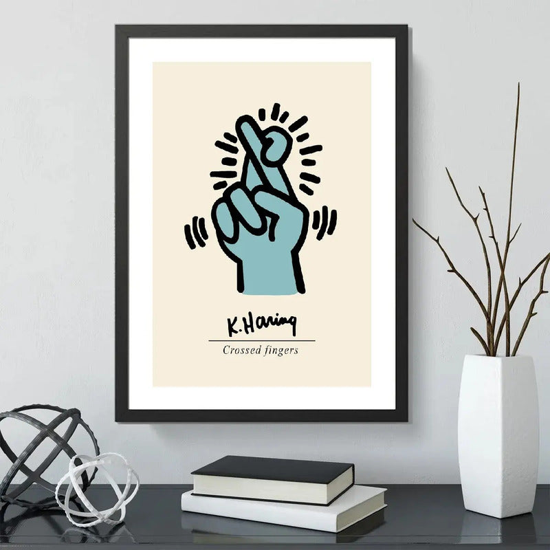 Cuadro Keith Haring Dedos Arte Urbano Decoracion Moderna Marco Negro