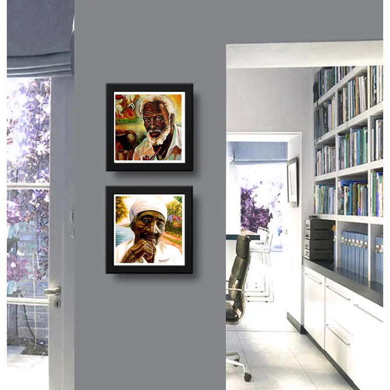Set 2 Cuadros Pareja Pretos Velhos Arte Umbanda Decoracion