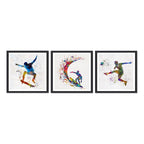 Set 3 Cuadros Skate Surf Futbol Pop Art Deportes Club Gym Marco Negro