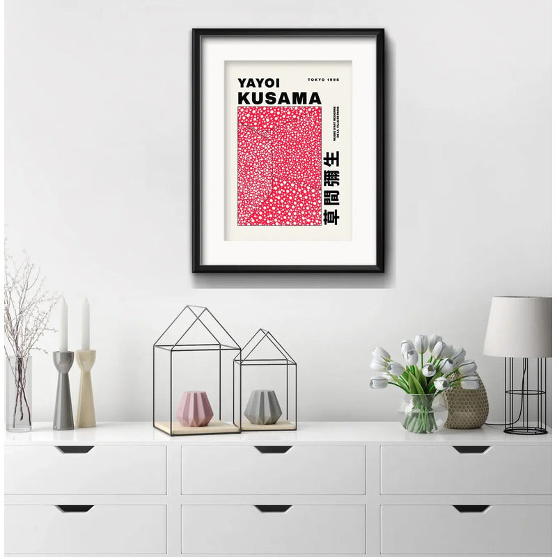 Cuadro Yayoi Kusama Arte Japones Tokyo 53x43cm Con Paspartú Marco Negro