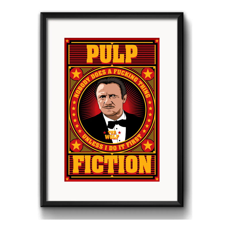 Cuadro Pulp Fiction Pelicula Wolf Frase Decoracion Paspartú Marco Negro