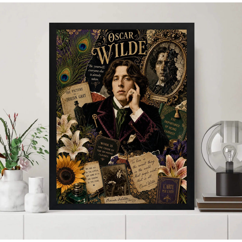 Cuadro Oscar Wilde Arte Retro Obras Escritor Novelas Teatro Marco Negro