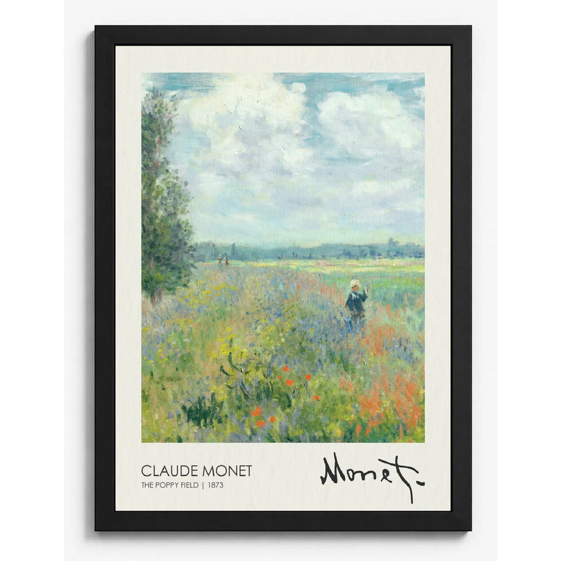 Cuadro Living Claude Monet Signature Campo De Amapolas Arte Marco Negro