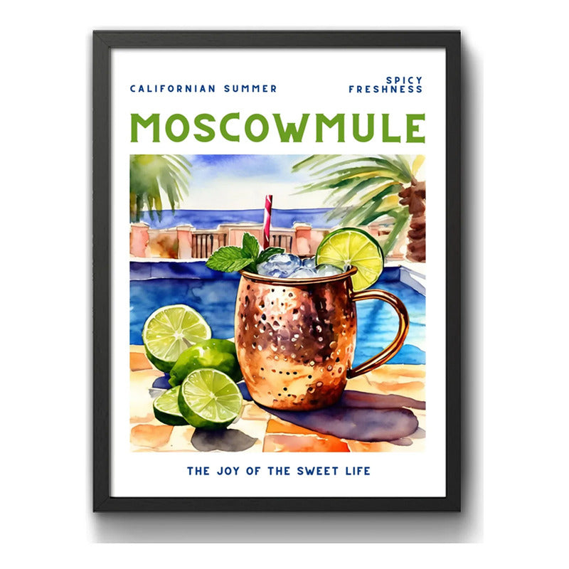 Cuadro Moscow Mule Drink Cóctel Bebida Cocina Bar Pub Club Marco Negro