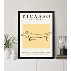 Cuadro Picasso El Perro Line Arte Abstracto Obra Minimalista Marco Negro