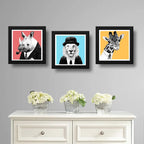 Set 3 Cuadros León Jirafa Rinoceronte Hispter Pop Art Decor