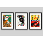 Set 3 Cuadros Living Joan Miró Arte Decoracion Con Paspartu Miró Collection 2 Con Marco Negro