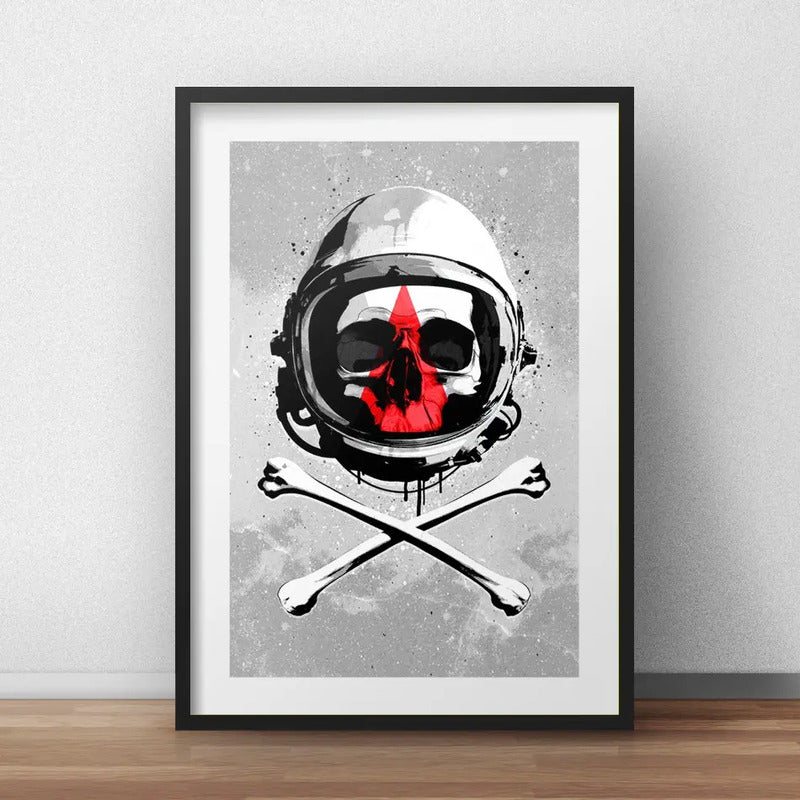 Cuadro Calavera Astronauta Arte Urbano Decoracion Paspartú Marco Negro