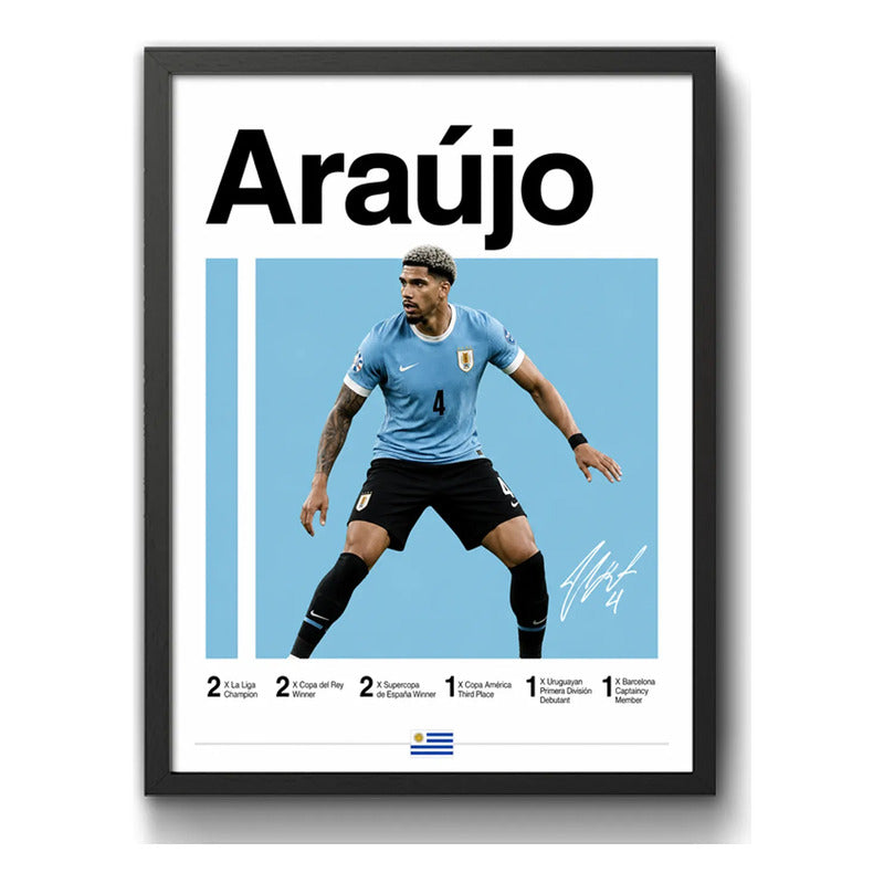 Cuadro Araújo Jugador Fútbol Logros Signature Club Deportes Marco Negro