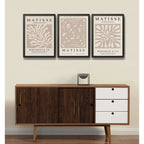Set 3 Cuadros Dormitorio Living Matisse Tonos Beige Pastel Marco Negro