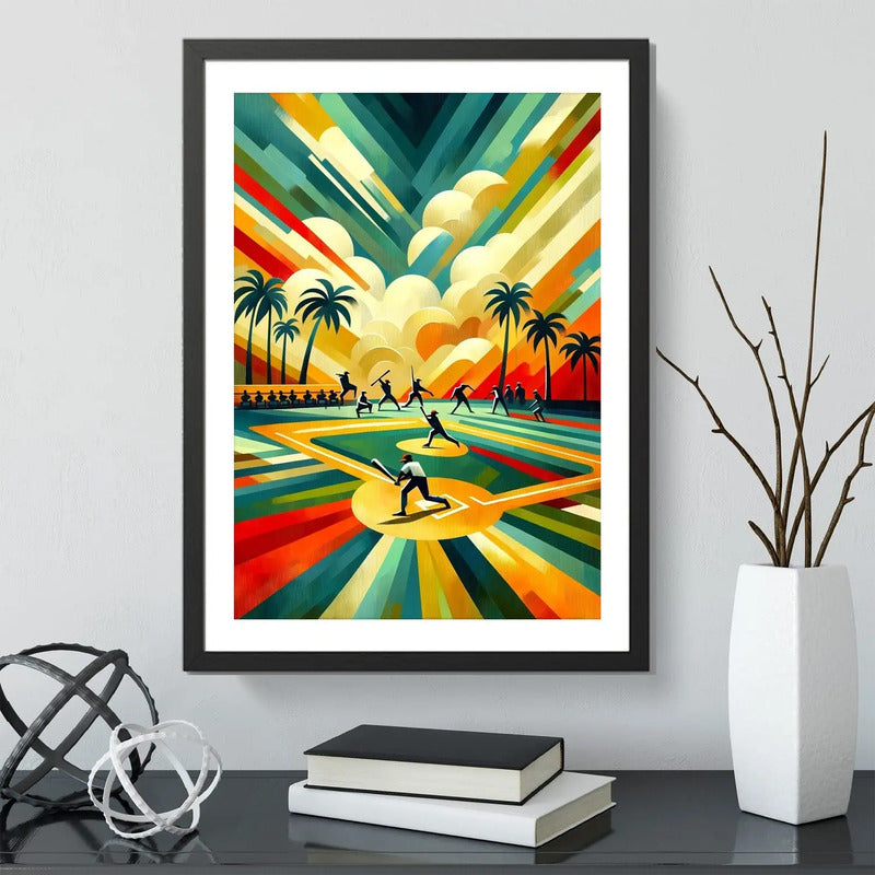 Cuadro Béisbol Baseball Jugador Equipo Club Gym Decoracion Pop Art 3 Con Marco Negro