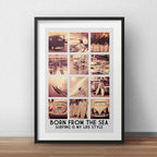 Cuadro Surf Vintage Frase Retro Playa Mar Tabla Con Paspartu Marco Negro