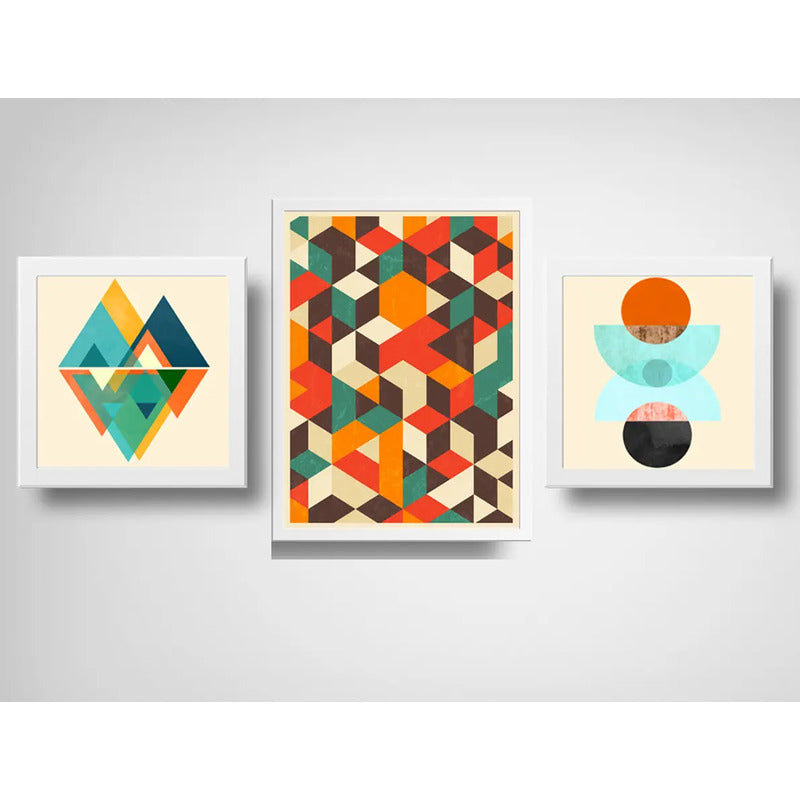 Set 3 Cuadros Geometrico Escandinavo Abstracto Decoracion B4