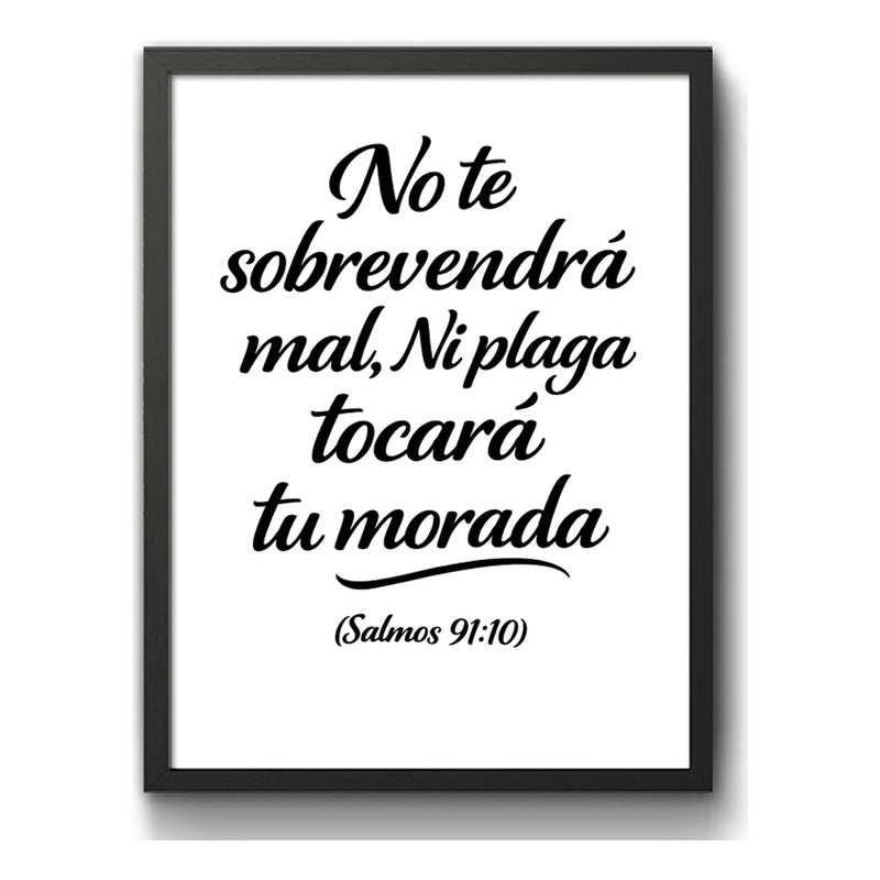 Cuadro Salmo 91:10 Biblia No Te Sobrevendrá Mal Versiculo Marco Negro