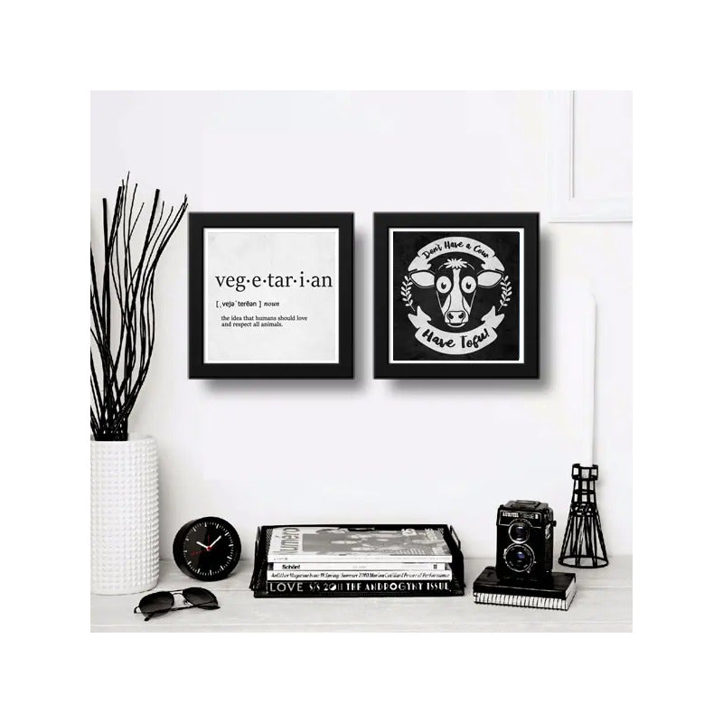 Set 2 Cuadros Vegetariano Frase Cocina Vegana Decoracion