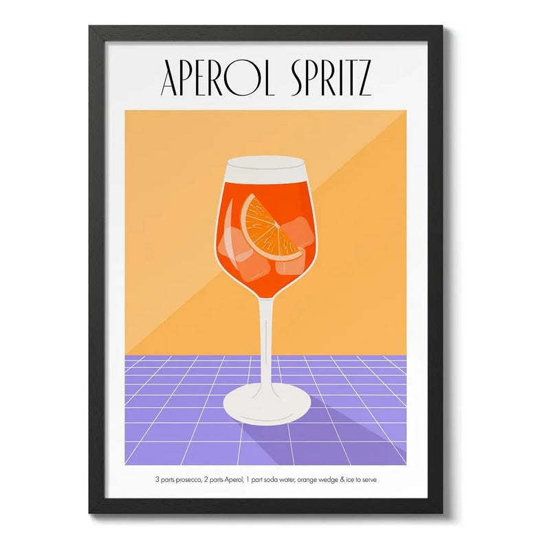 Cuadro Aperol Arte Cocktail Drink Bar Pub Cocina Decoracion Aperol Spritz 1 Marco Negro
