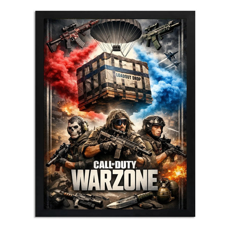 Cuadro Call Of Duty Warzone Videojuego Playstation Game Arte Marco Negro