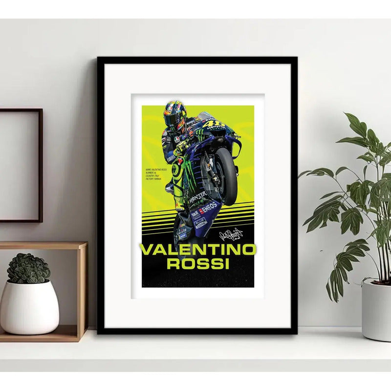 Cuadro Valentino Rossi Piloto Moto Gp Leyenda Con Paspartú Marco Negro