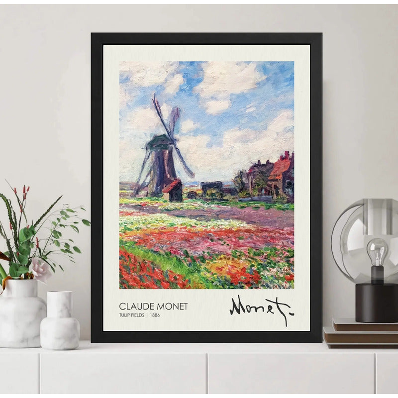 Cuadro Campo De Tulipanes Claude Monet Signature Arte Marco Negro