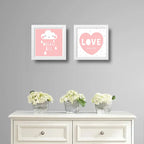 Set 2 Cuadros Dream Big Just Love Frase Dormitorio Infantil Marco Blanco