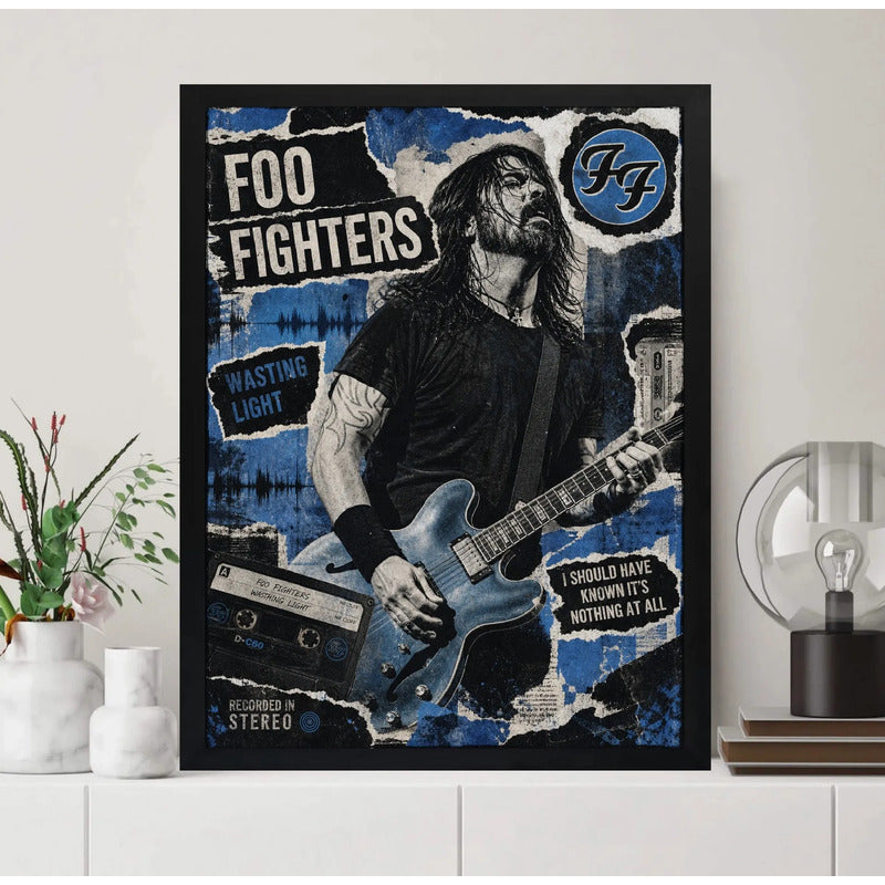 Cuadro Foo Fighters Wasting Light Dave Grohl Rock Vintage Marco Negro