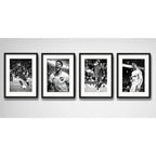 Set 4 Cuadros Fútbol Messi Ronaldinho Suarez Con Paspartu Marco Negro