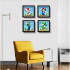 Set 4 Cuadros Mario Bros Luigi Toad Yoshi Game Decoracion