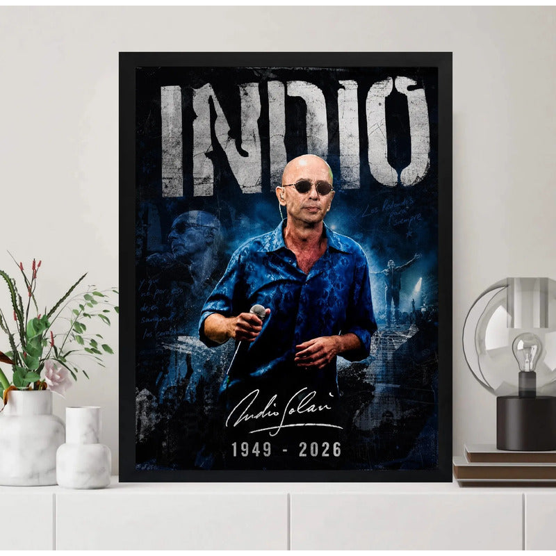 Cuadro Indio Solari Eterno Los Redondos Homenaje Rock Brs3 Marco Negro