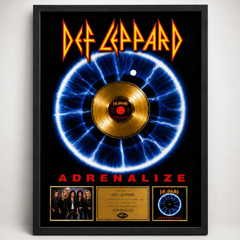 Cuadro Def Leppard Disco De Oro Álbum Adrenalize Arte Rock Marco Negro