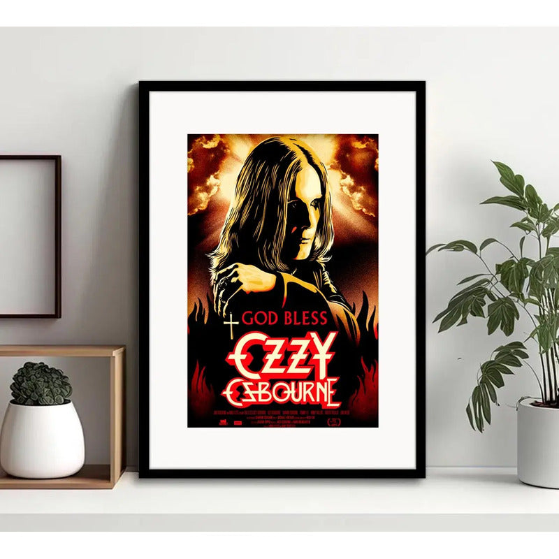 Cuadro Ozzy Osbourne Heavy Metal Rock Decoracion C/ Paspartú Marco Negro