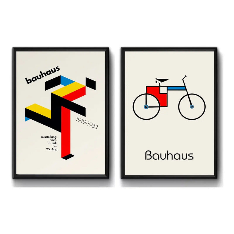 Set 2 Cuadros Bauhaus Carrera Bicicleta Running Man Bike Marco Negro