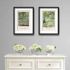 Set 2 Cuadros Living Claude Monet Van Gogh Brs2 Con Paspartu Marco Negro