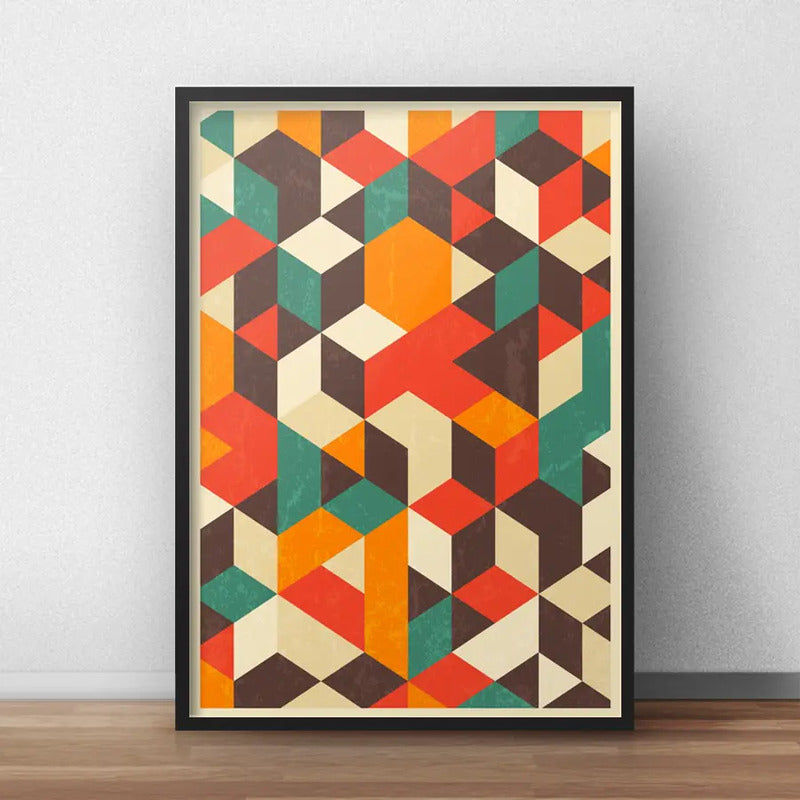 Cuadro Geometrico Abstracto Escandinavo Moderno Decoracion