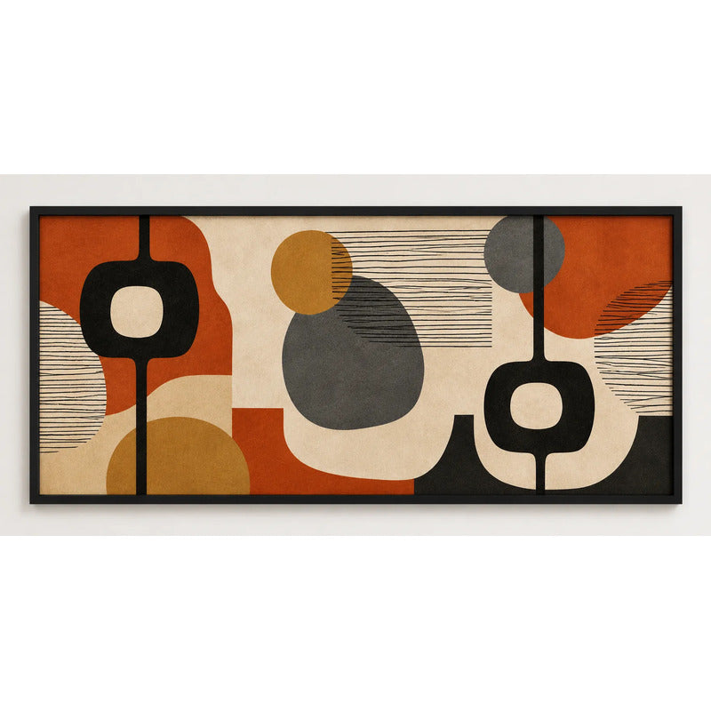Cuadro Dormitorio Living Boho Geometricos Abstractos Grande Marco Negro