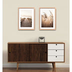 Set 2 Cuadros Paisajes De Playa Tonos Beige Neutros Calidos Marco Madera Natural Oak