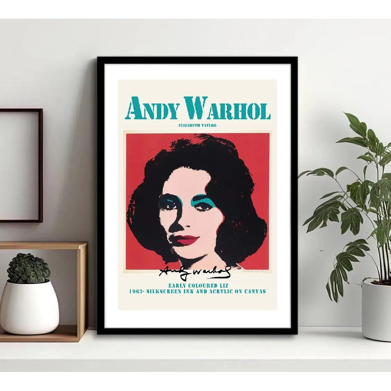 Cuadro Andy Warhol Pop Art Monroe Mariposa Flores Decoracion Andy Warhol Elizabeth Taylor Marco Negro