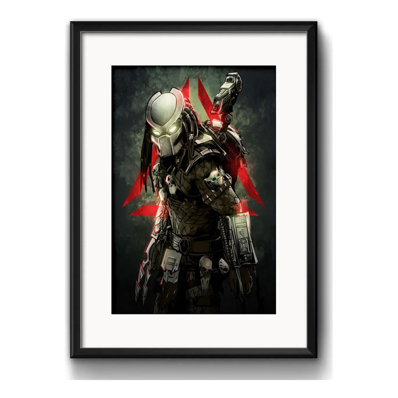 Cuadro Predator Yautja Depredador Pelicula Cine Con Paspartú Marco Negro