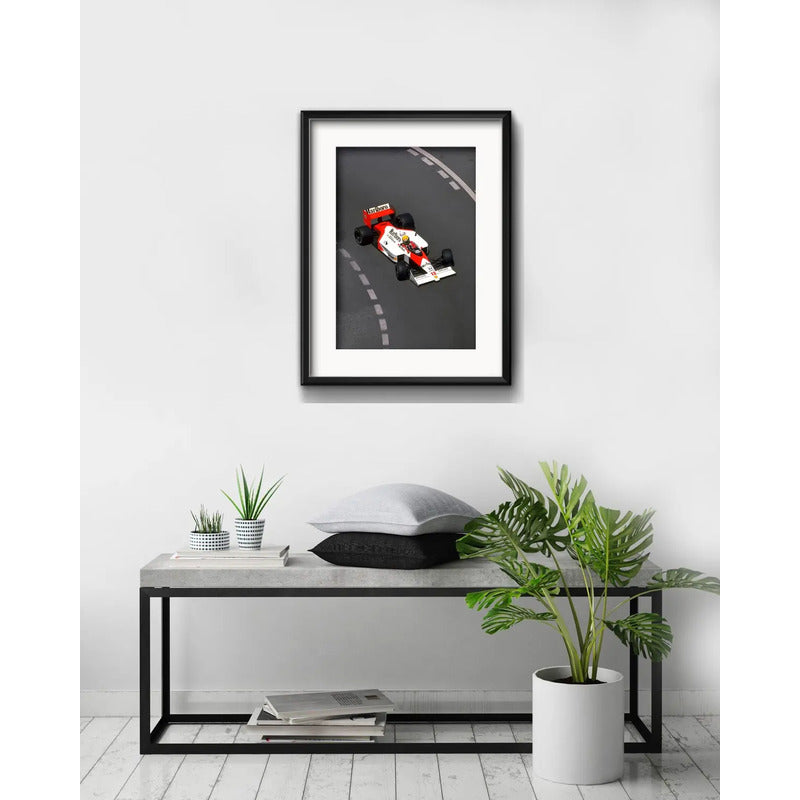 Cuadro Ayrton Senna Mclaren Formula 1 53x43cm Con Paspartu Marco Negro