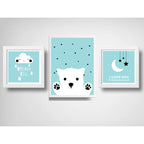 Set 3 Cuadros Dream Big Frase Luna Star Dormitorio Infantil