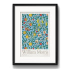 Cuadro William Morris 4 Frutas Flores 53x43cm Con Paspartú Marco Negro