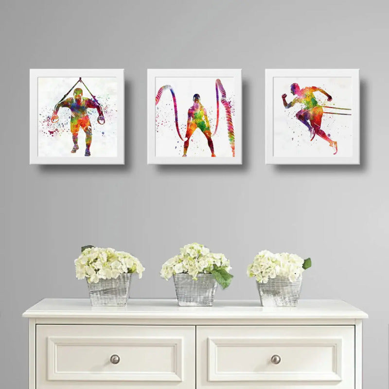 Set 3 Cuadros Crossfit Pop Art Fitness Musculacion Gimnasio
