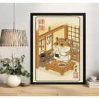 Cuadro Hamster Chef Sushi Comida Japón Cocina Decoracion Marco Negro