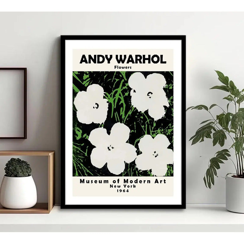 Cuadro Andy Warhol Pop Art Monroe Mariposa Flores Decoracion Andy Warhol Flores Blancas Marco Negro