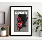 Cuadro Ducati Moto Gp Revista Motocicleta Auto Con Paspartú Marco Negro