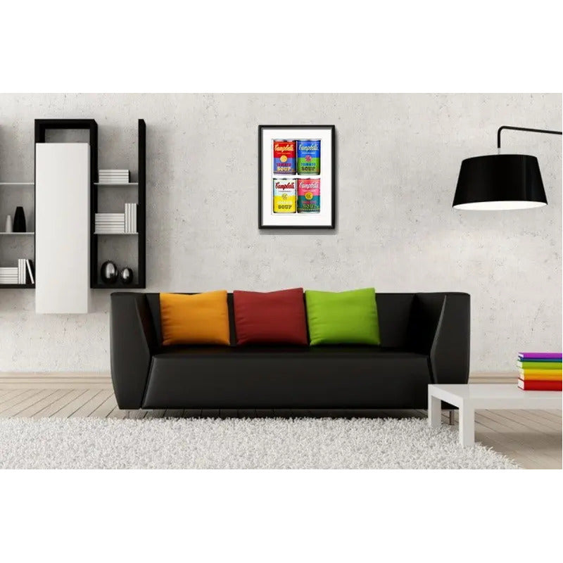 Cuadro Andy Warhol Pop Art Campbells Decoracion Con Paspartu Marco Negro